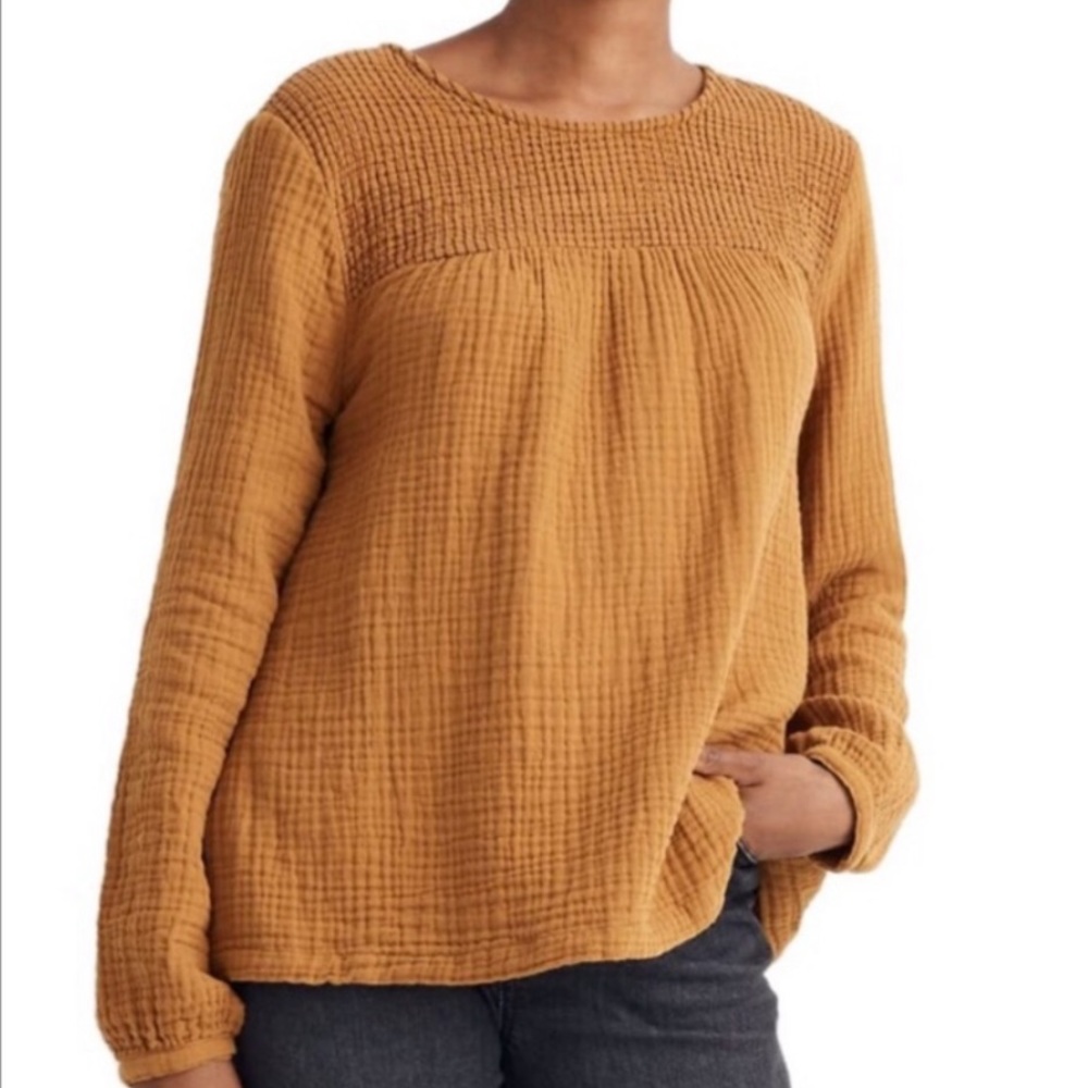 Madewell Mustard Muslin Swing Top